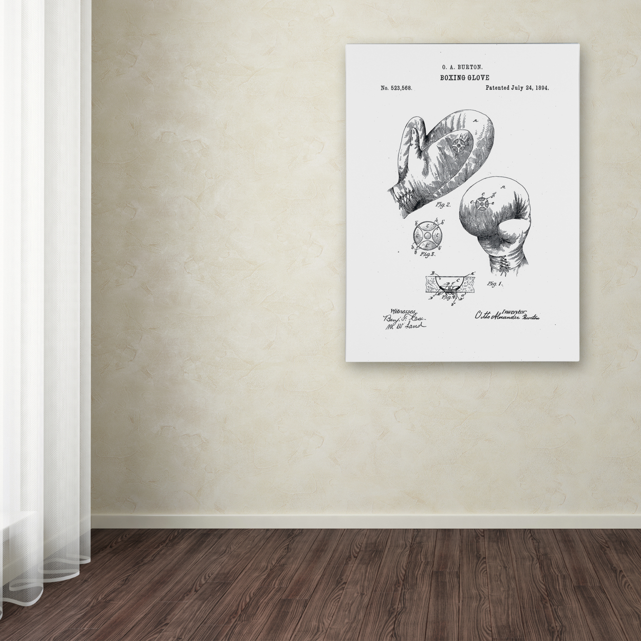 Claire Doherty 'Boxing Gloves Patent 1894 White' Canvas Wall Art 35 X 47 Inches
