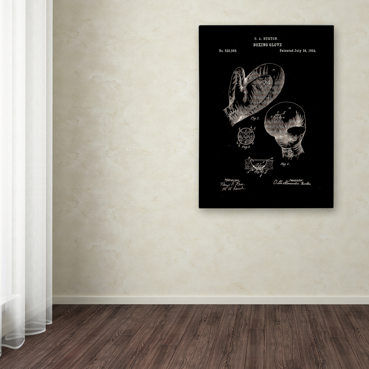 Claire Doherty 'Boxing Gloves Patent 1894 Black' Canvas Wall Art 35 X 47 Inches