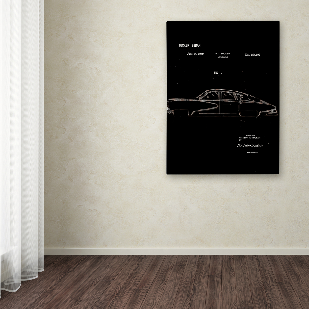 Claire Doherty 'Tucker Sedan Patent 1949 Black' Canvas Wall Art 35 X 47 Inches
