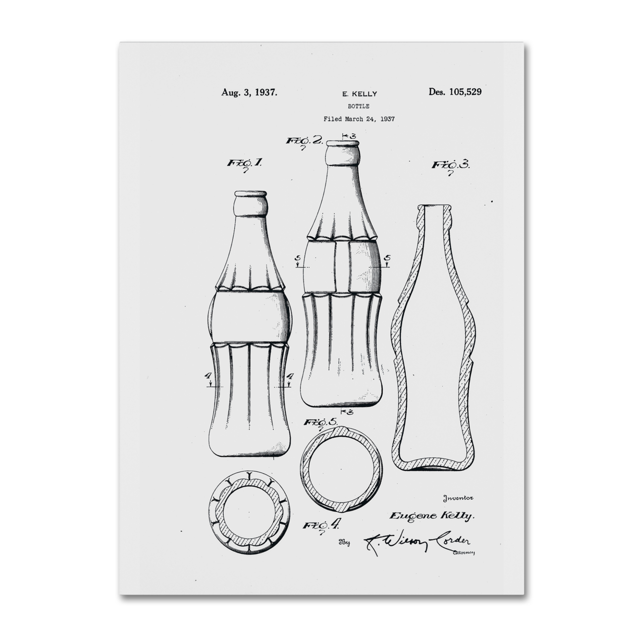 Claire Doherty 'Coca Cola Bottle Patent 1937 White' Canvas Wall Art 35 X 47 Inches