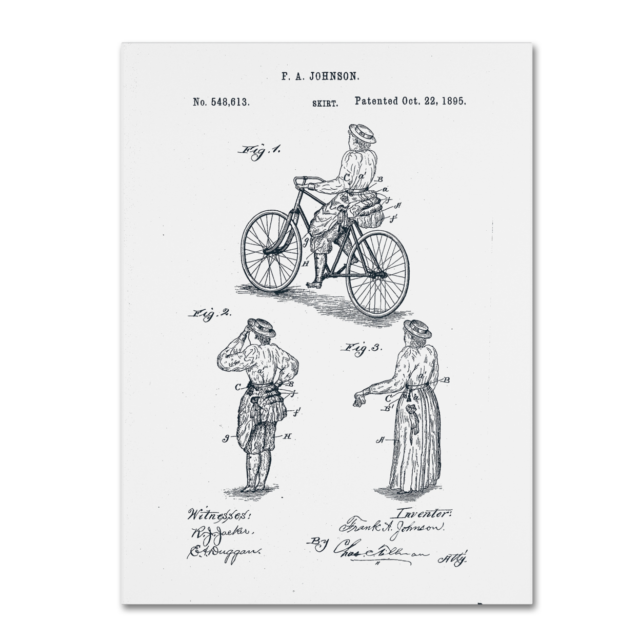 Claire Doherty 'Cycling Skirt Patent 1885 White' Canvas Wall Art 35 X 47 Inches