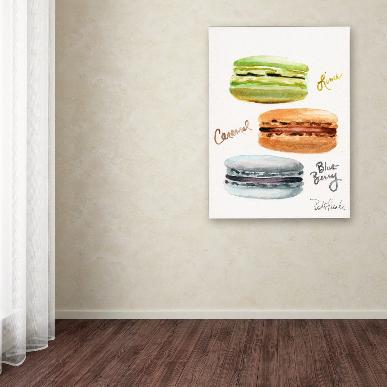 Jennifer Redstreake '3 Macarons With Words' Canvas Wall Art 35 X 47 Inches