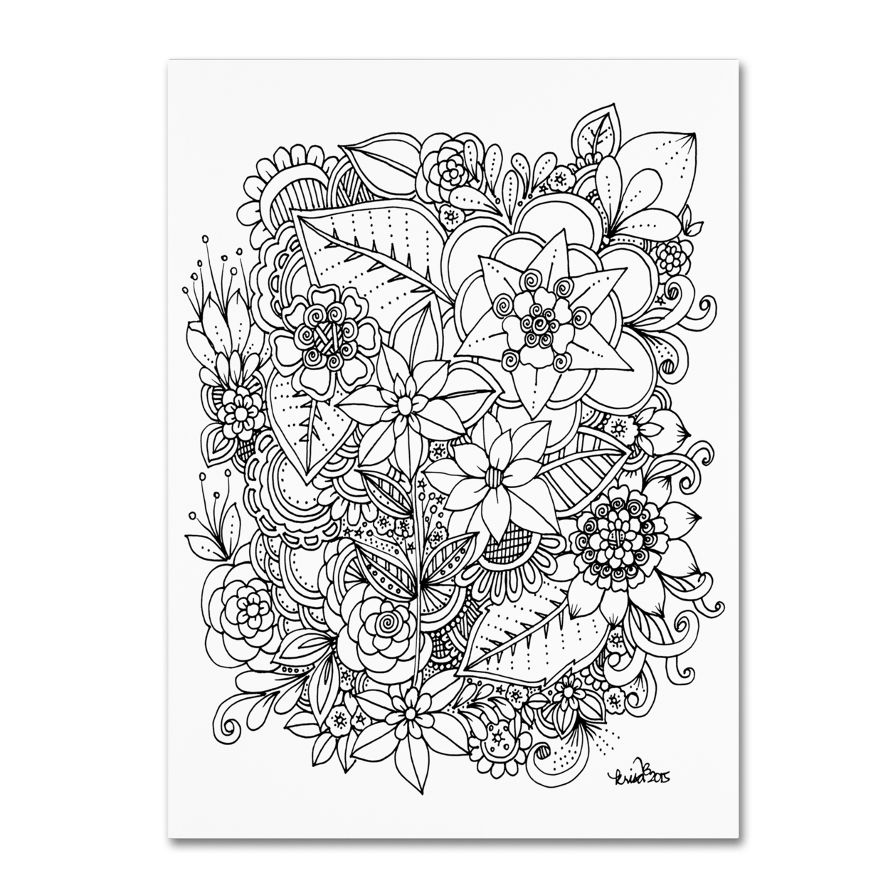 KCDoodleArt 'Flowers 2' Canvas Wall Art 35 X 47 Inches