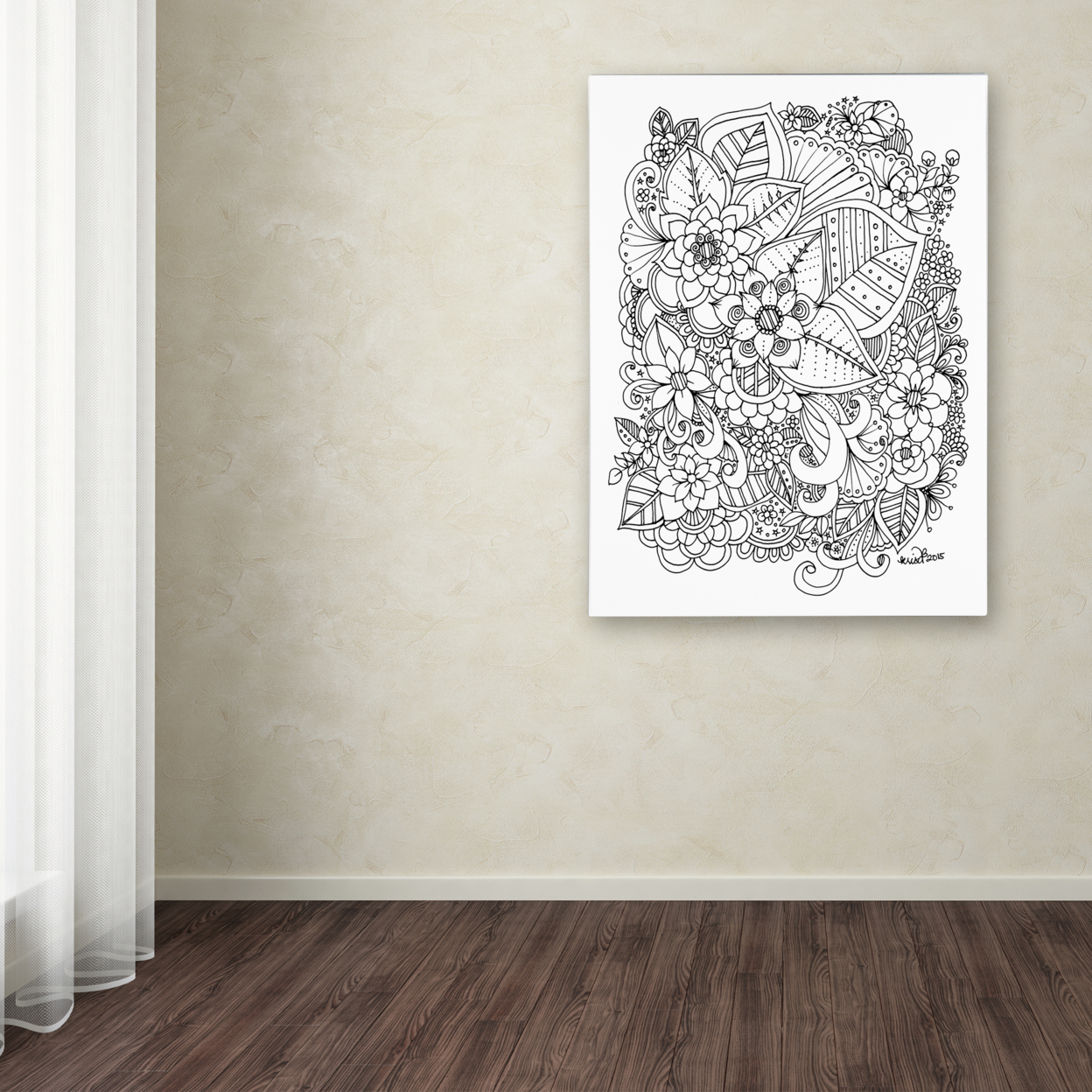 KCDoodleArt 'Flowers 1' Canvas Wall Art 35 X 47 Inches