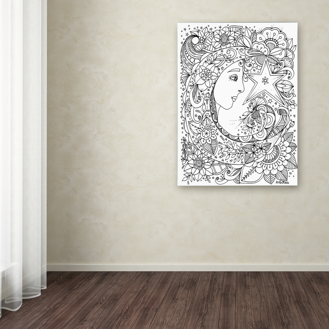 KCDoodleArt 'Moonface' Canvas Wall Art 35 X 47 Inches