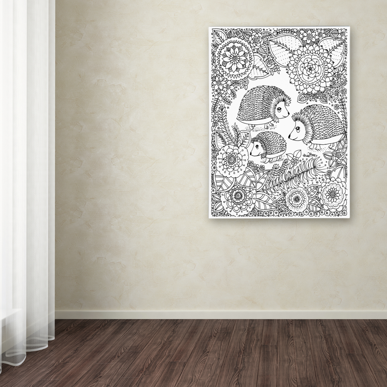 KCDoodleArt 'Hedge Hogs' Canvas Wall Art 35 X 47 Inches