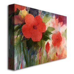 Shelia Golden 'Red Blossoms'Canvas Wall Art 35 X 47