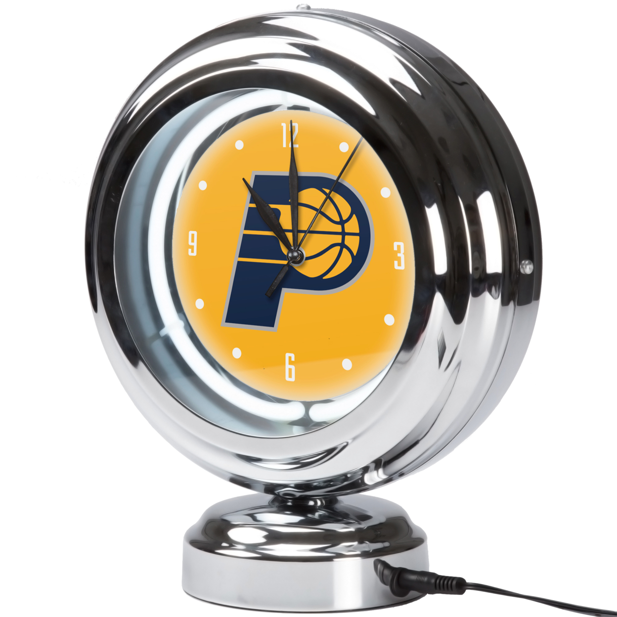 Indiana Pacers NBA Chrome Retro Style Tabletop Neon Clock