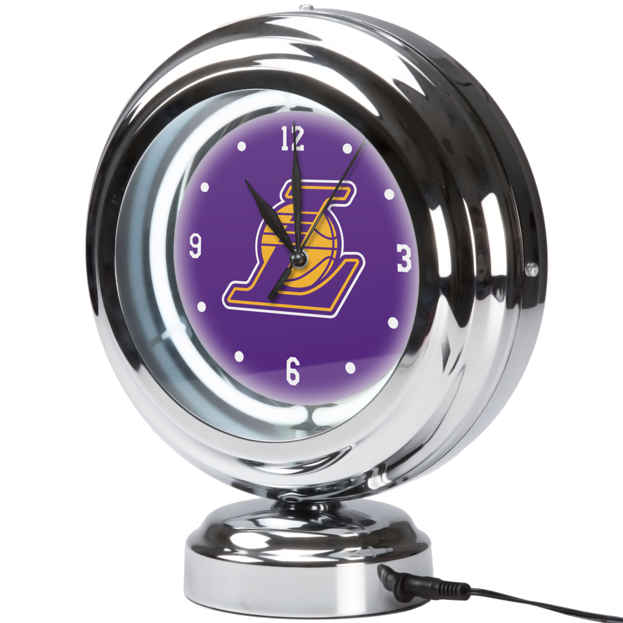 Los Angeles Lakers NBA Chrome Retro Style Tabletop Neon Clock