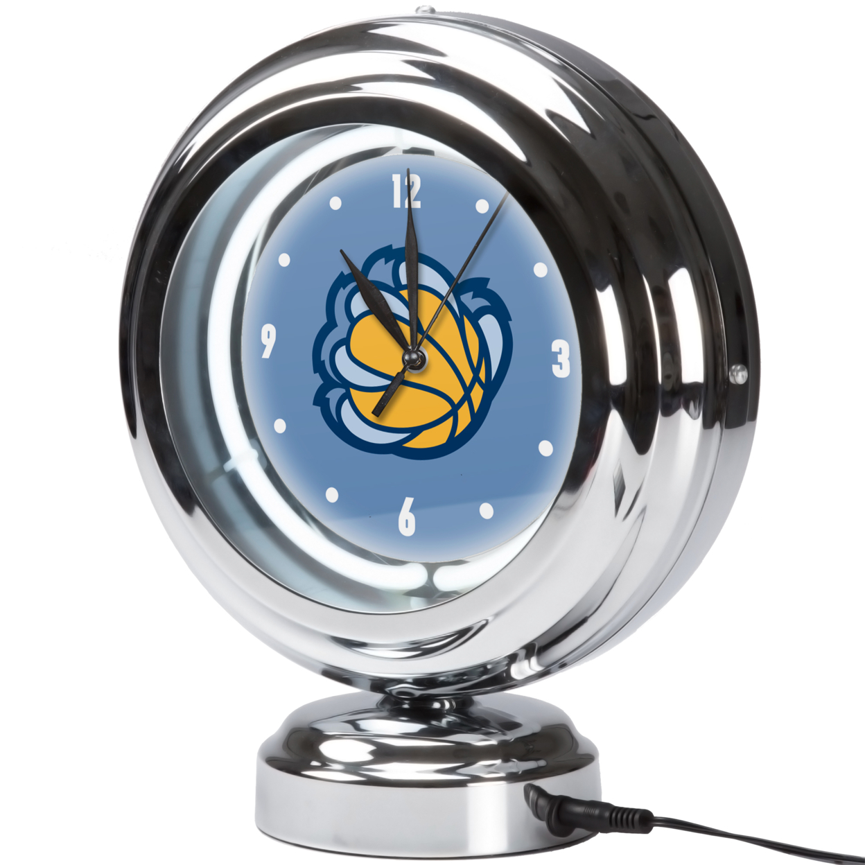 Memphis Grizzlies NBA Chrome Retro Style Tabletop Neon Clock