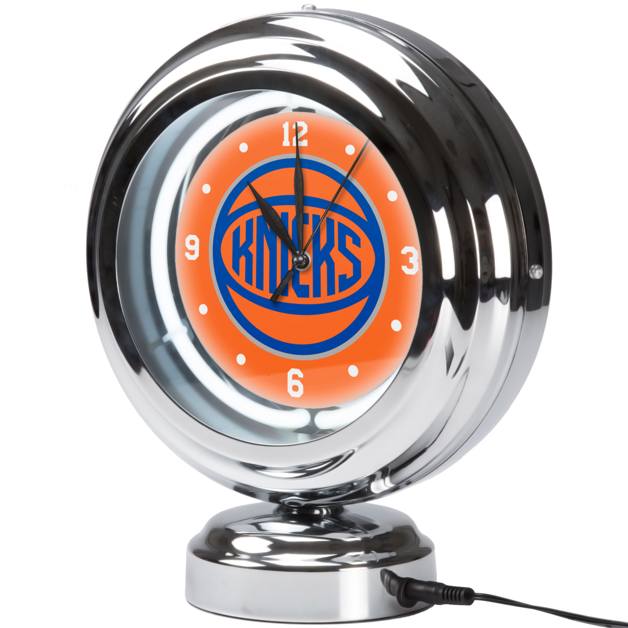 New York Knicks NBA Chrome Retro Style Tabletop Neon Clock