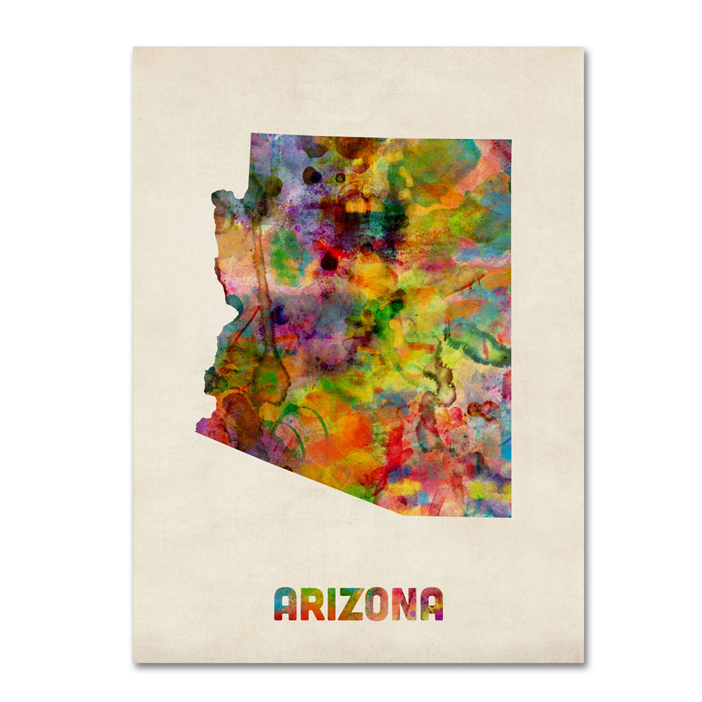 Michael Tompsett 'Arizona Map' 14 X 19 Canvas Art