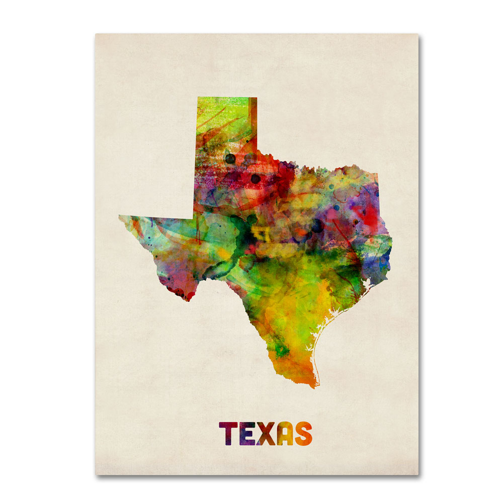 Michael Tompsett 'Texas Map' 14 X 19 Canvas Art