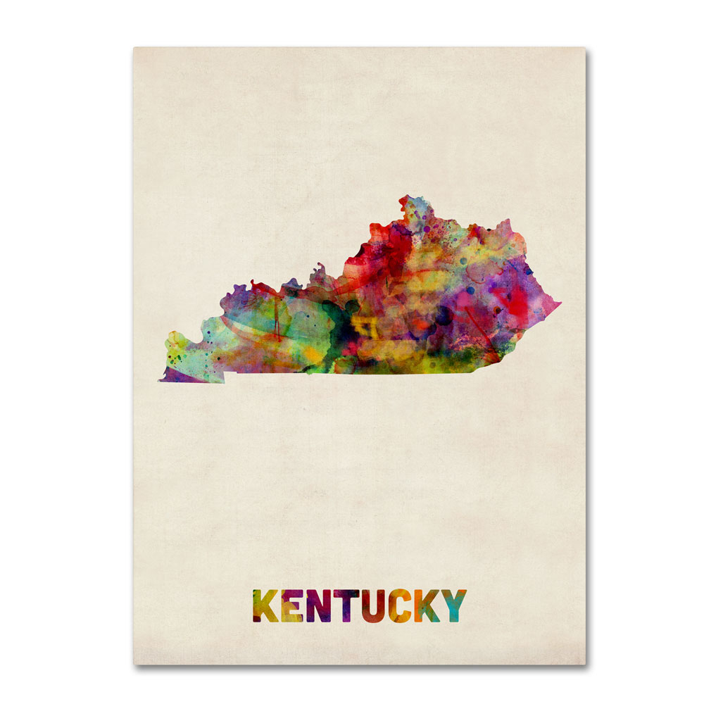 Michael Tompsett 'Kentucky Map' 14 X 19 Canvas Art