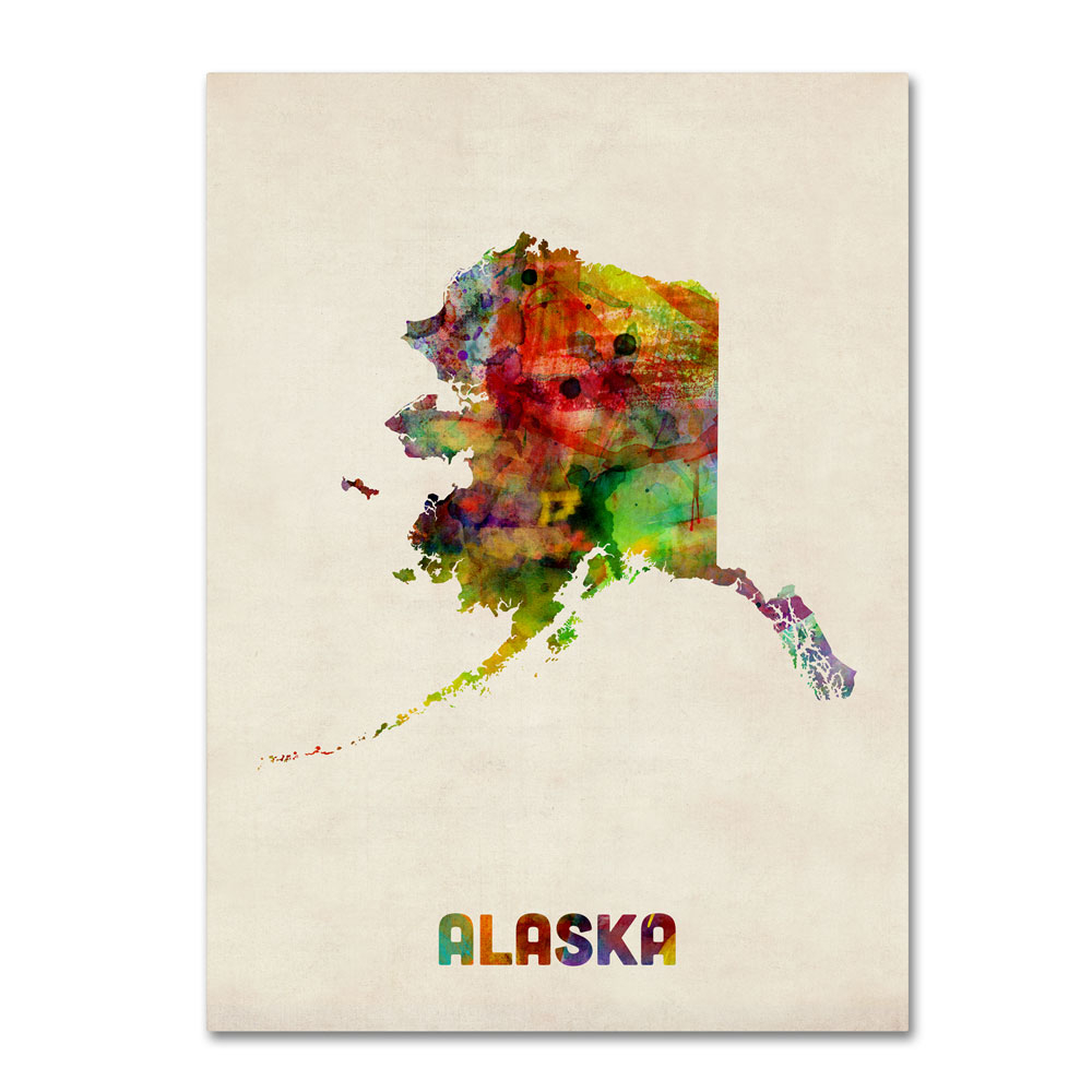 Michael Tompsett 'Alaska Map' 14 X 19 Canvas Art