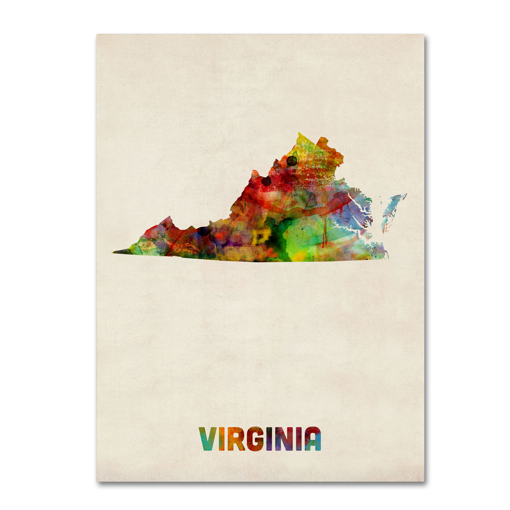 Michael Tompsett 'Virginia Map' 14 X 19 Canvas Art