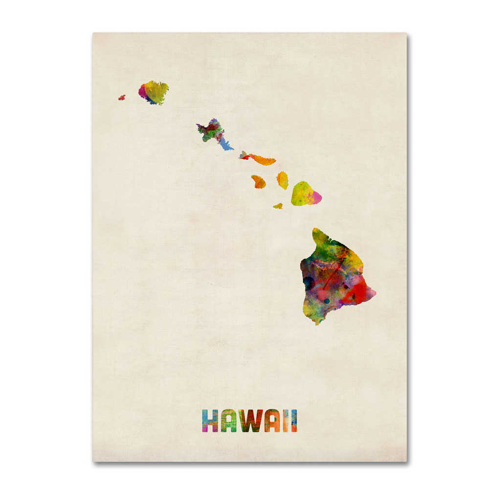 Michael Tompsett 'Hawaii Map' 14 X 19 Canvas Art