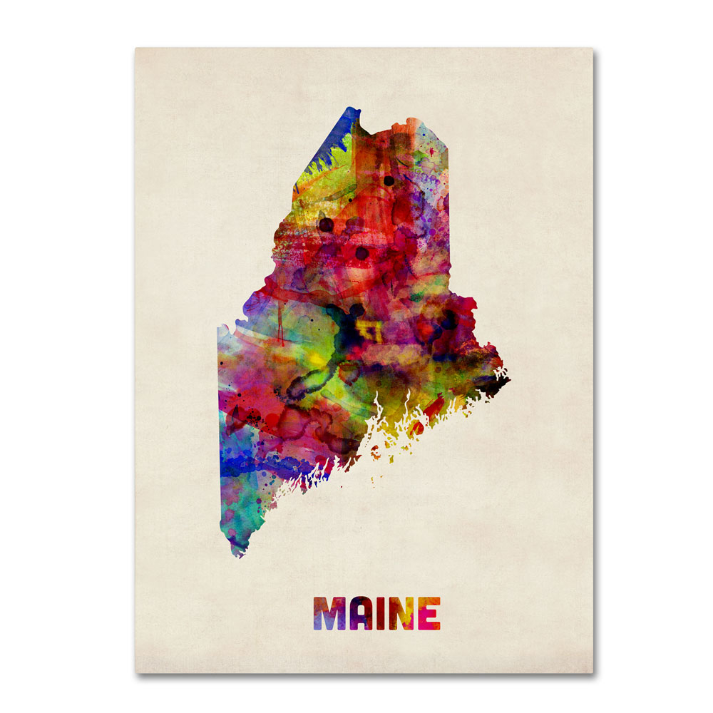 Michael Tompsett 'Maine Map' 14 X 19 Canvas Art