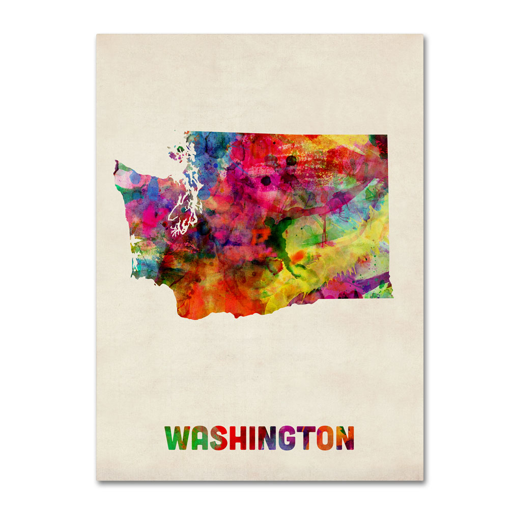 Michael Tompsett 'Washington Map' 14 X 19 Canvas Art
