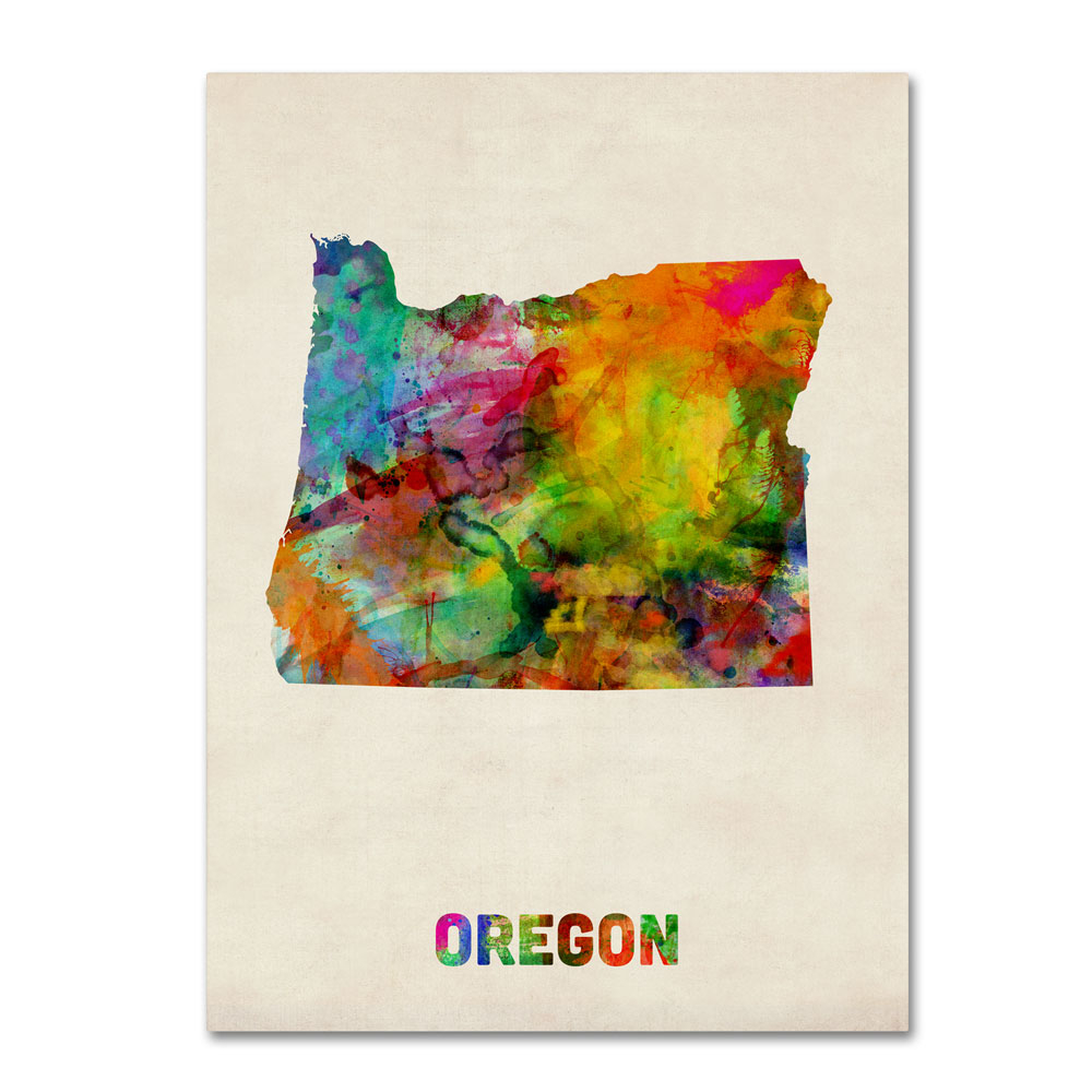Michael Tompsett 'Oregon Map' 14 X 19 Canvas Art