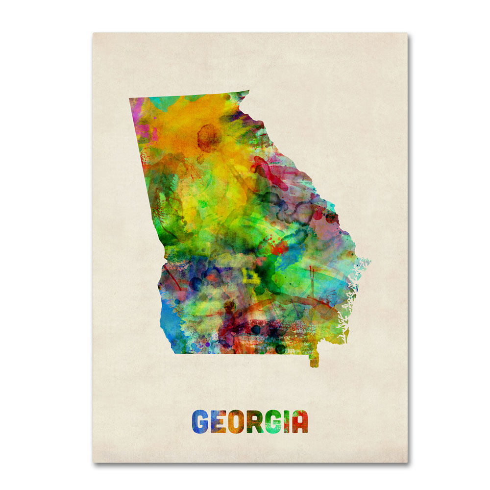 Michael Tompsett 'Georgia Map' 14 X 19 Canvas Art