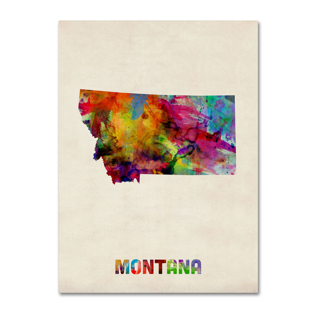 Michael Tompsett 'Montana Map' 14 X 19 Canvas Art