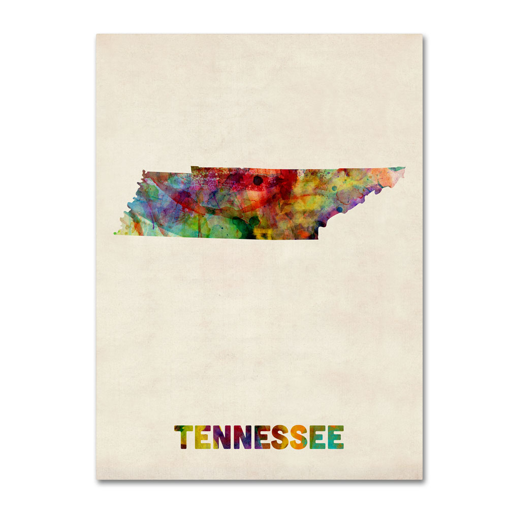 Michael Tompsett 'Tennessee Map' 14 X 19 Canvas Art
