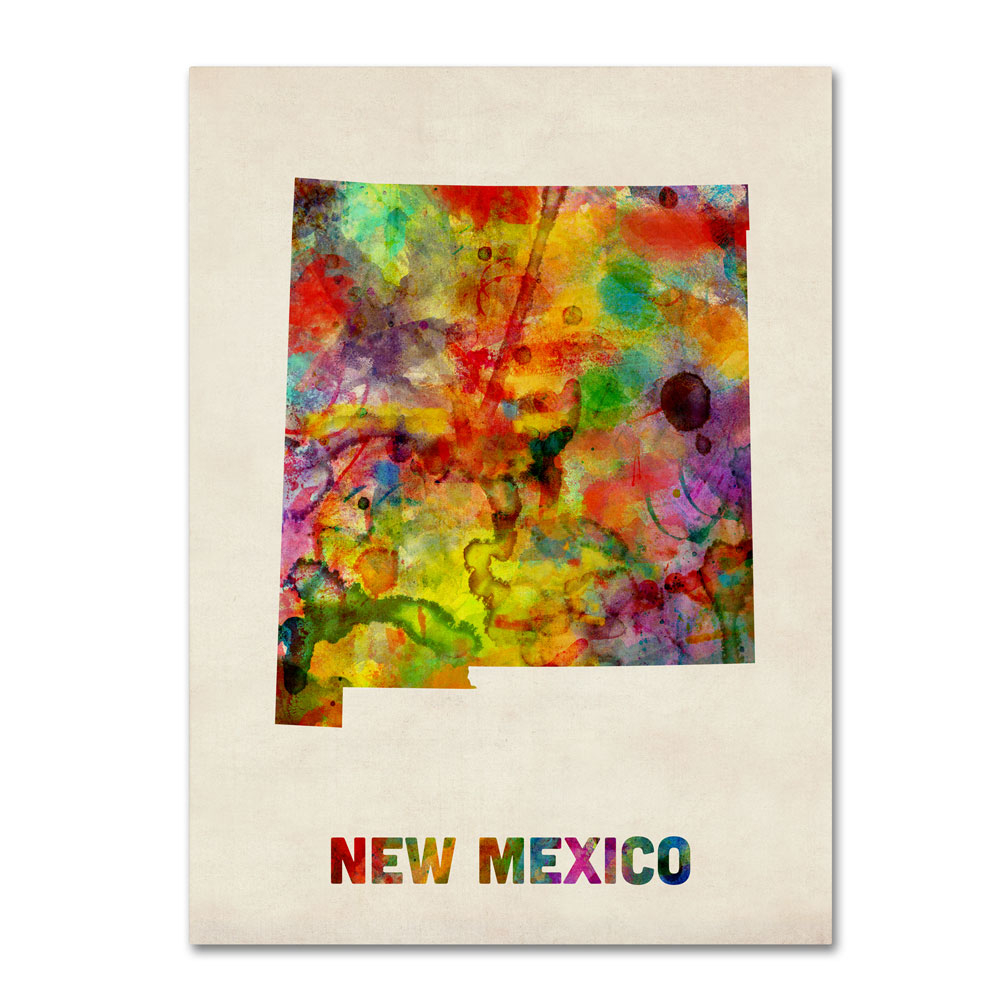 Michael Tompsett 'New Mexico Map' 14 X 19 Canvas Art