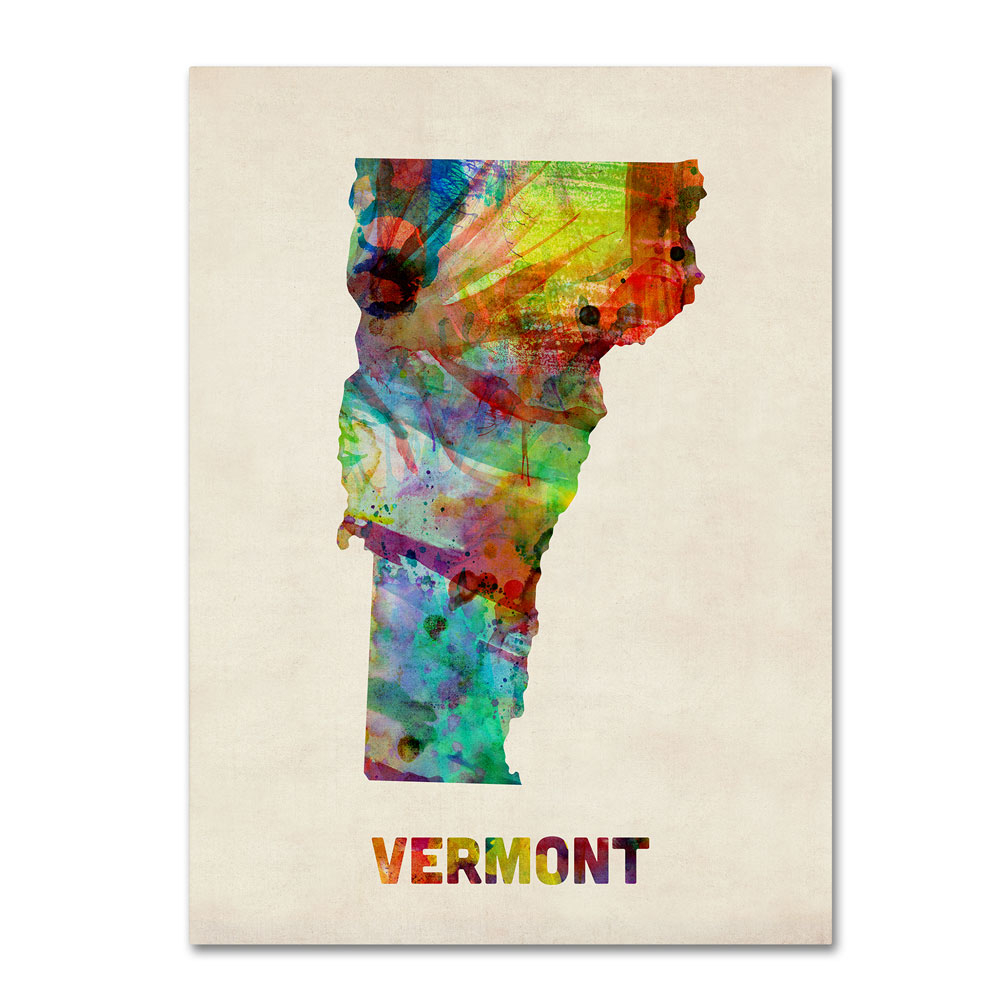 Michael Tompsett 'Vermont Map' 14 X 19 Canvas Art