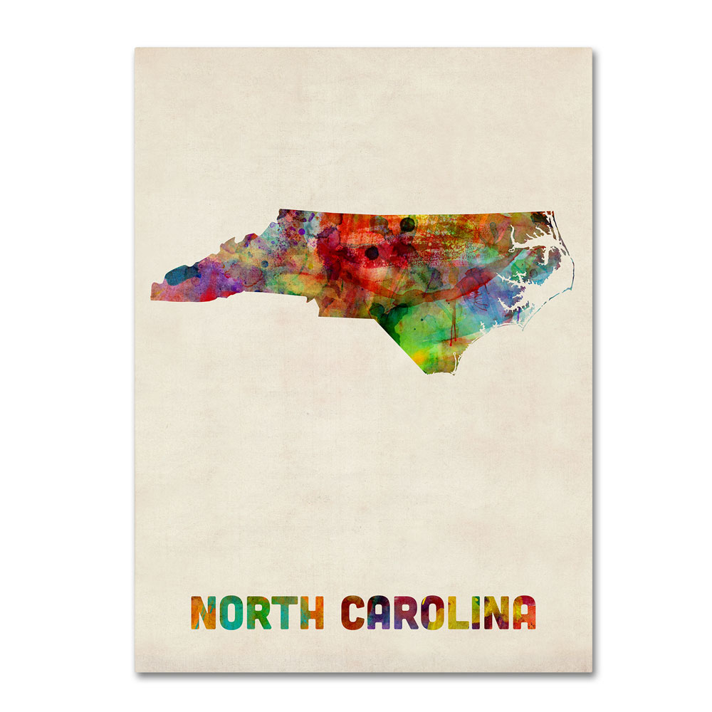 Michael Tompsett 'North Carolina Map' 14 X 19 Canvas Art
