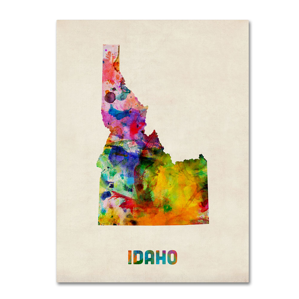 Michael Tompsett 'Idaho Map' 14 X 19 Canvas Art