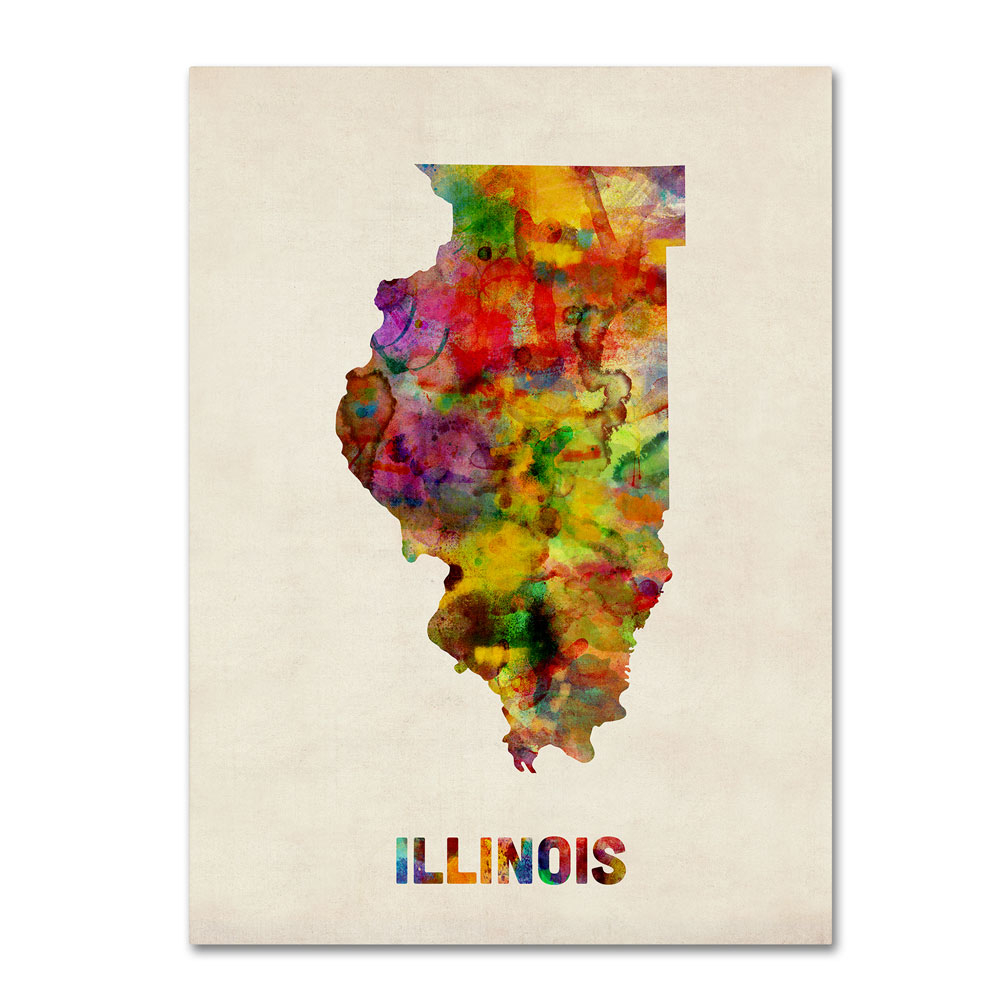 Michael Tompsett 'Illinois Map' 14 X 19 Canvas Art