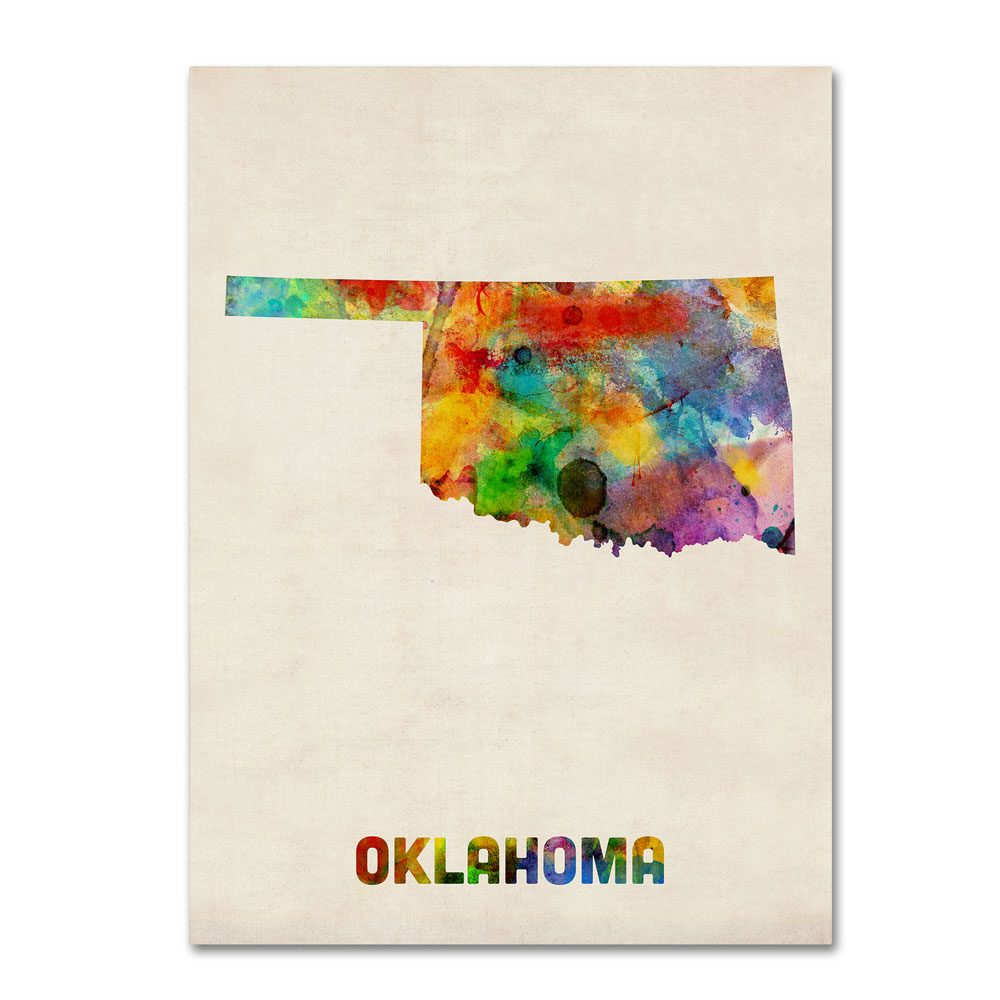 Michael Tompsett 'Oklahoma Map' 14 X 19 Canvas Art
