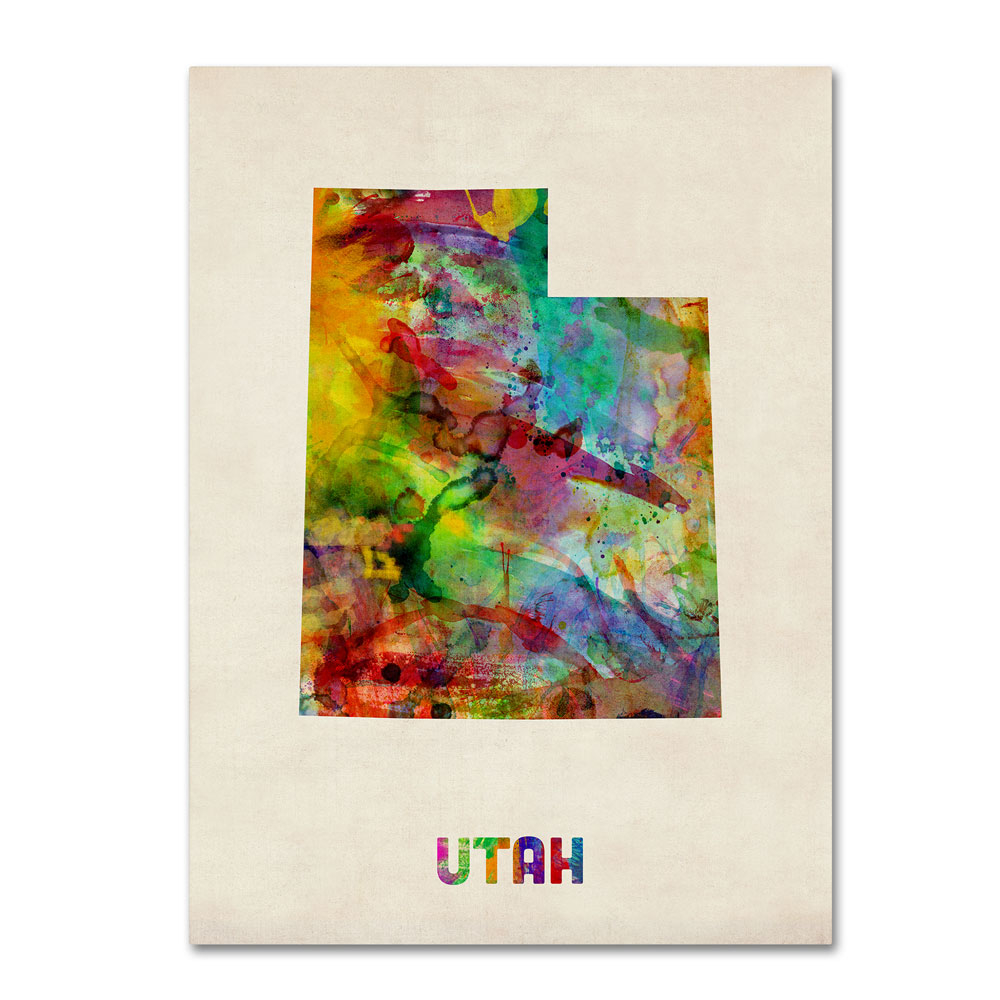 Michael Tompsett 'Utah Map' 14 X 19 Canvas Art
