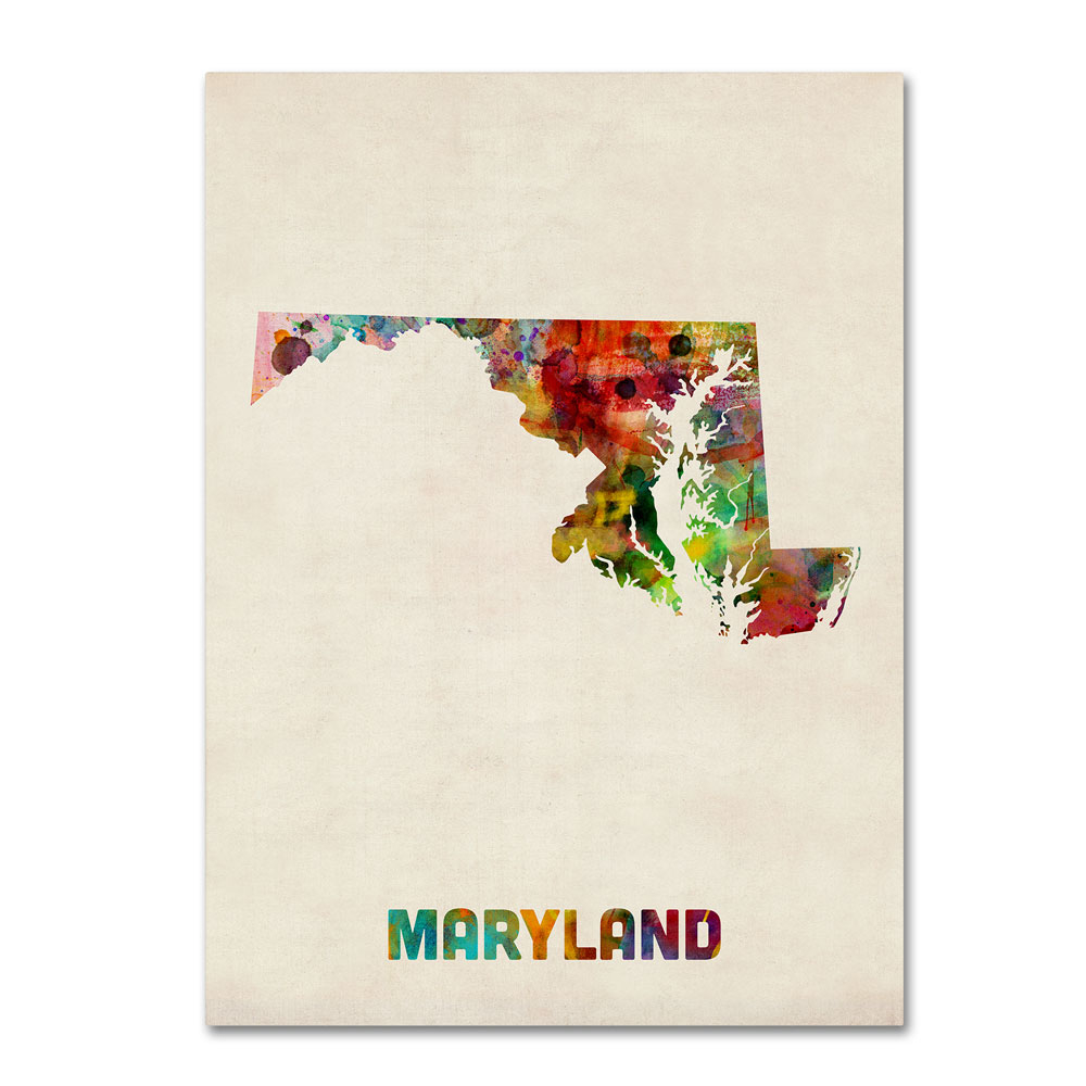 Michael Tompsett 'Maryland Map' 14 X 19 Canvas Art