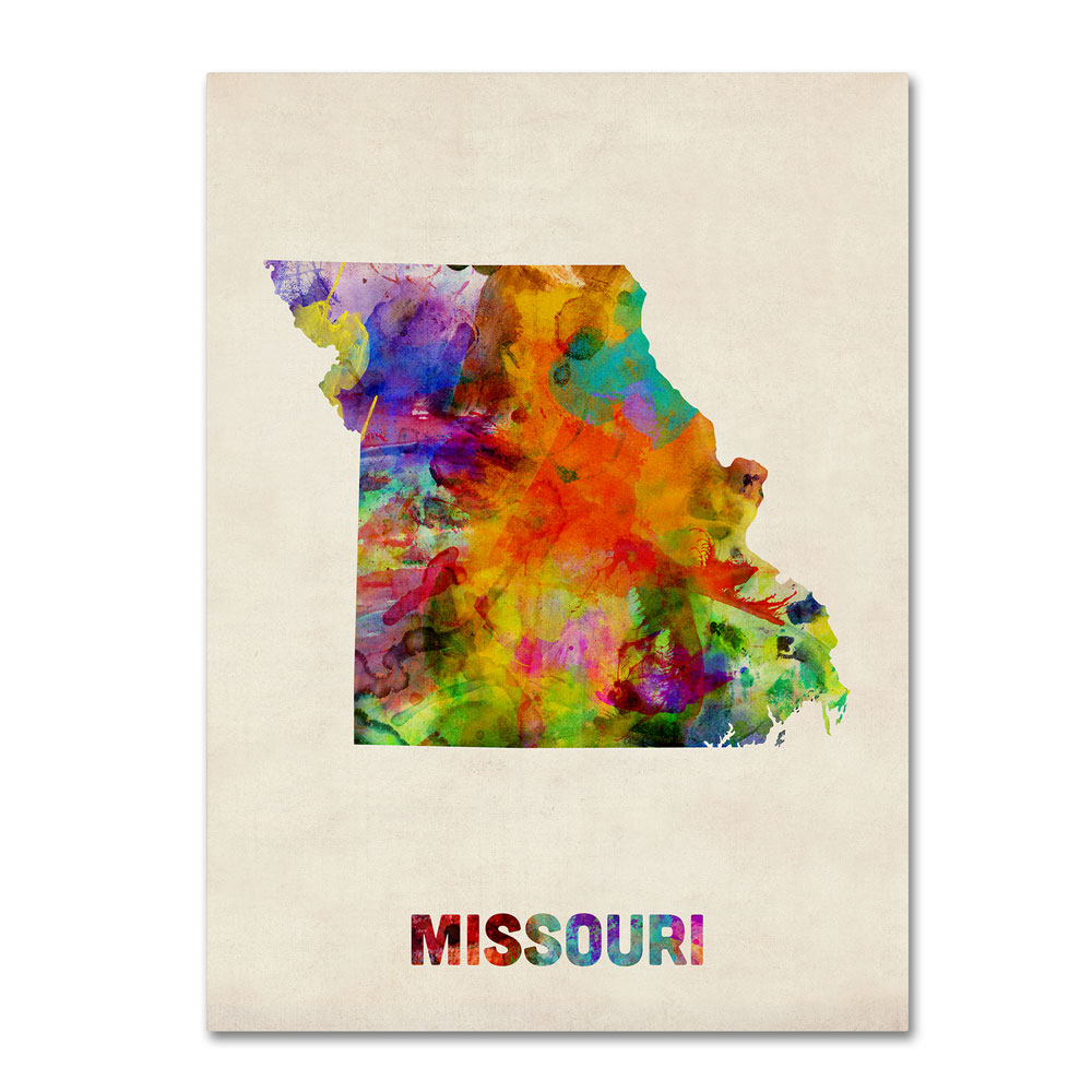 Michael Tompsett 'Missouri Map' 14 X 19 Canvas Art