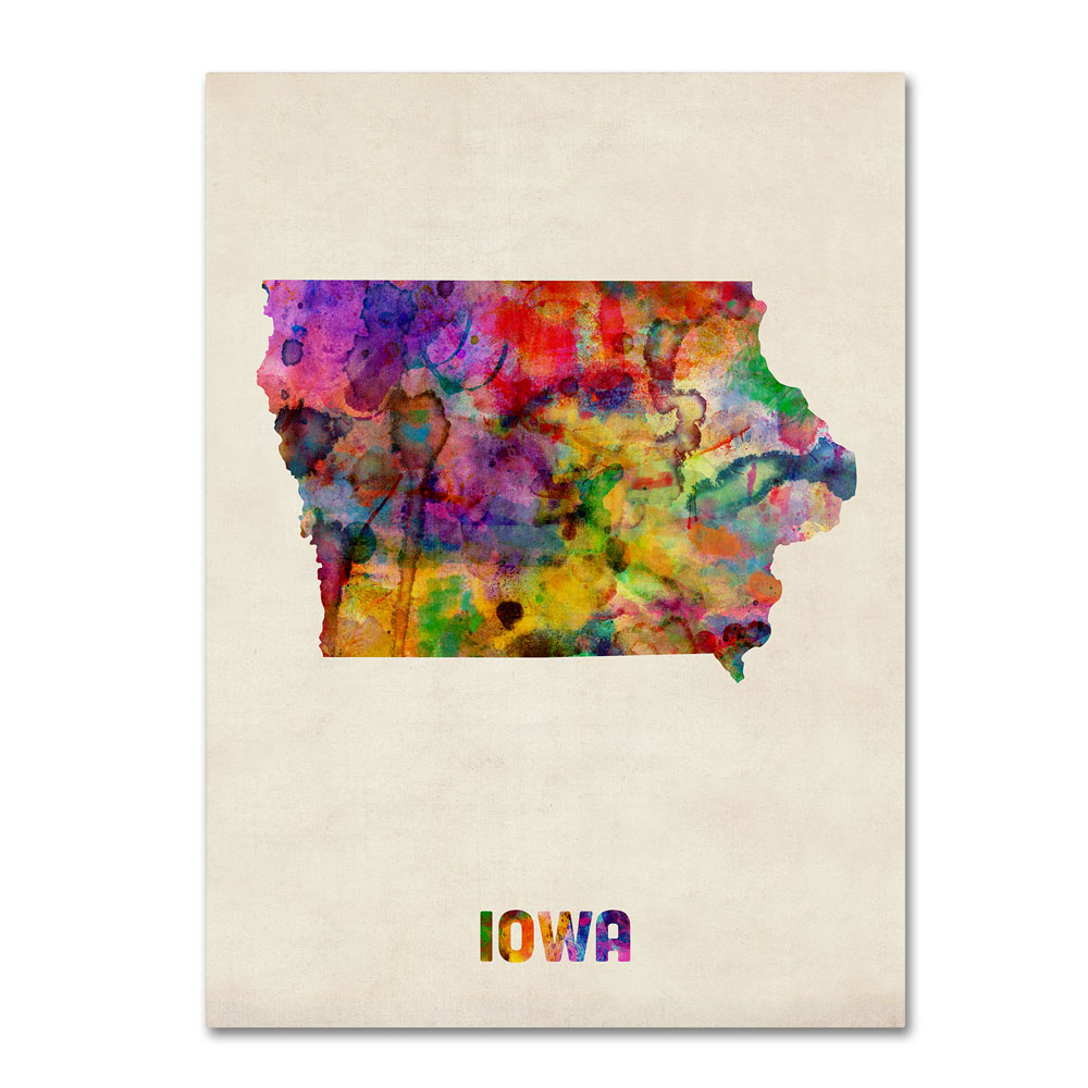 Michael Tompsett 'Iowa Map' 14 X 19 Canvas Art
