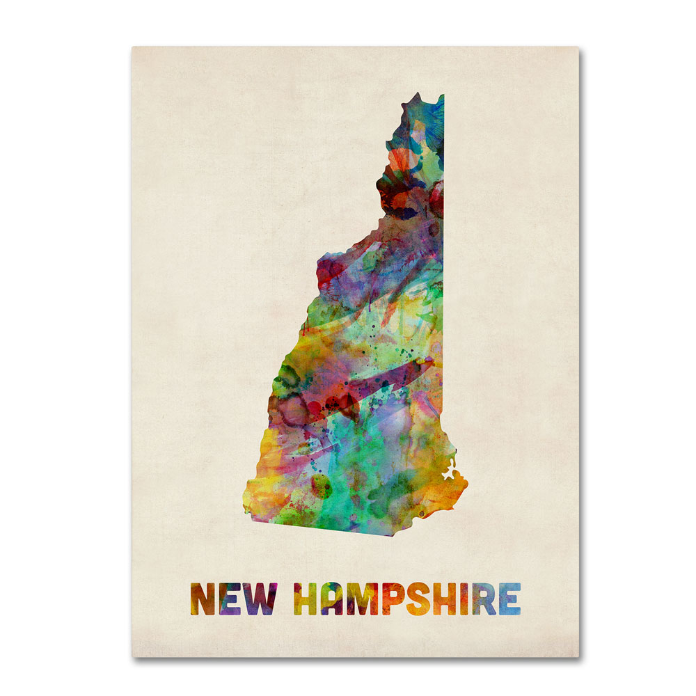 Michael Tompsett 'New Hampshire Map' 14 X 19 Canvas Art