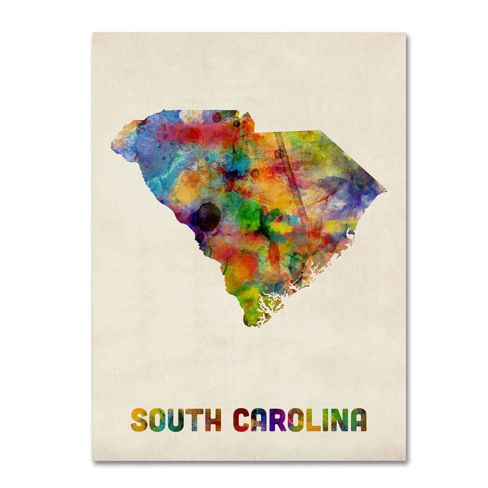 Michael Tompsett 'South Carolina Map' 14 X 19 Canvas Art