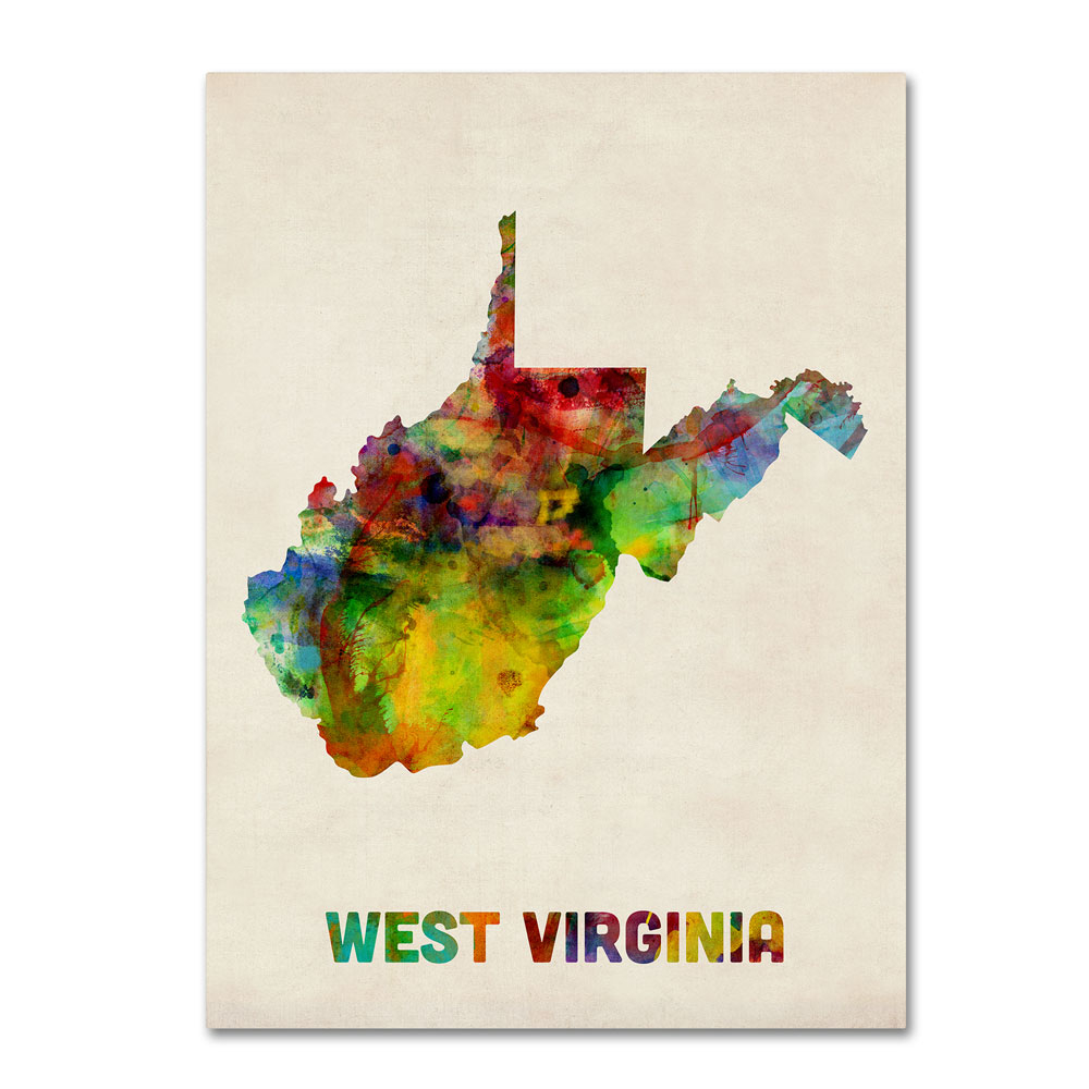 Michael Tompsett 'West Virginia Map' 14 X 19 Canvas Art