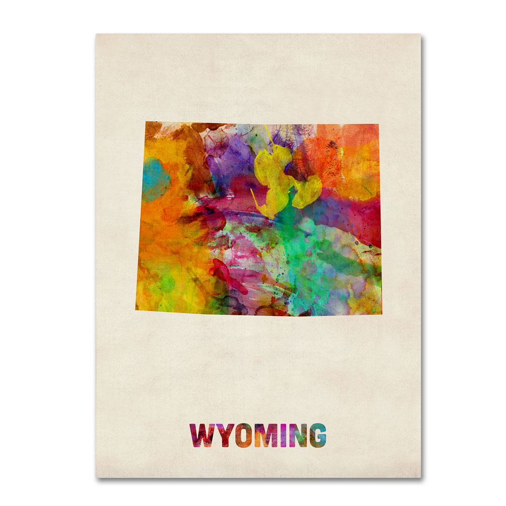 Michael Tompsett 'Wyoming Map' 14 X 19 Canvas Art