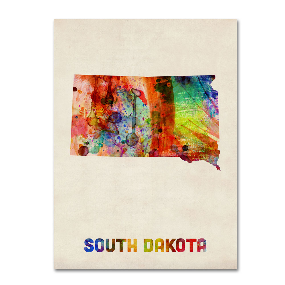 Michael Tompsett 'South Dakota Map' 14 X 19 Canvas Art