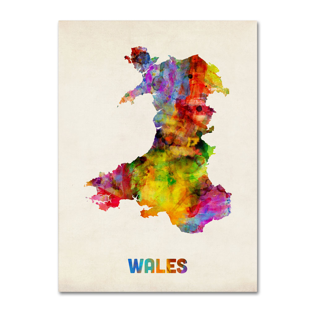 Michael Tompsett 'Wales Watercolor Map' 14 X 19 Canvas Art