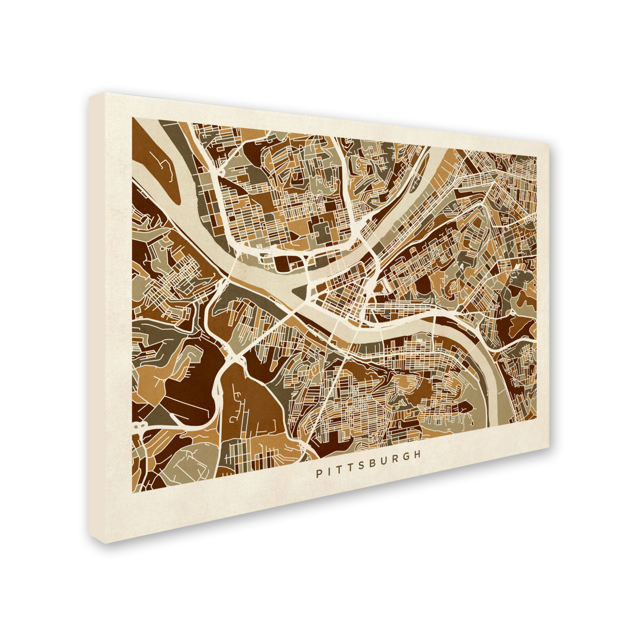 Michael Tompsett 'Pittsburgh Pennsylvania Street Map' 14 X 19 Canvas Art