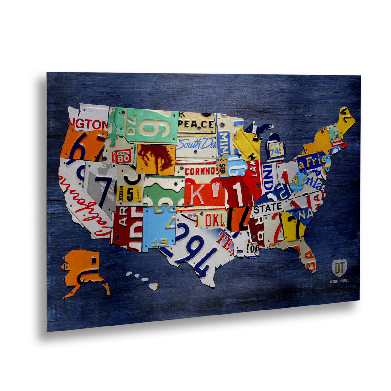 Design Turnpike 'USA Map' Floating Brushed Aluminum Art 16 X 22