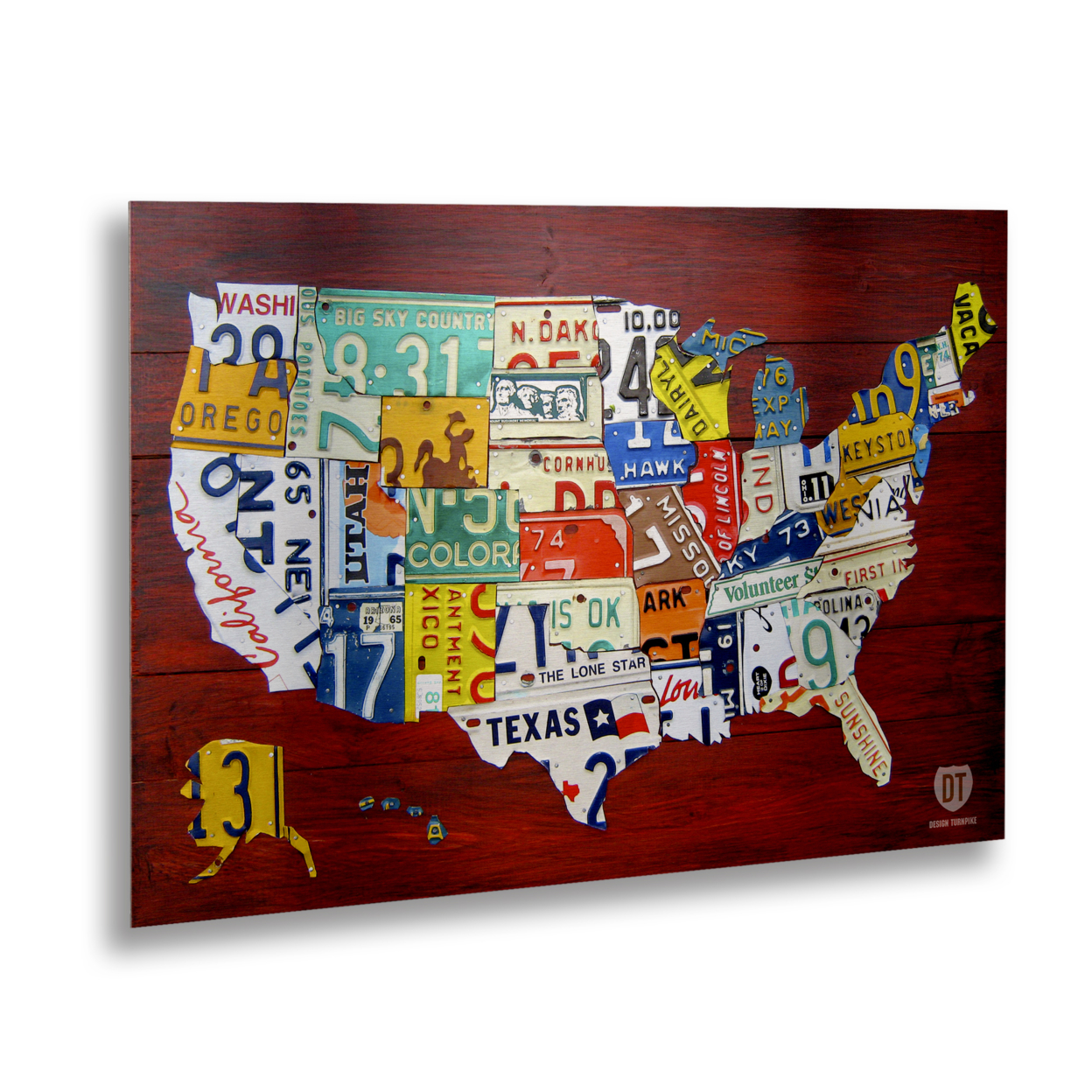 Design Turnpike 'License Plate Map USA' Floating Brushed Aluminum Art 16 X 22