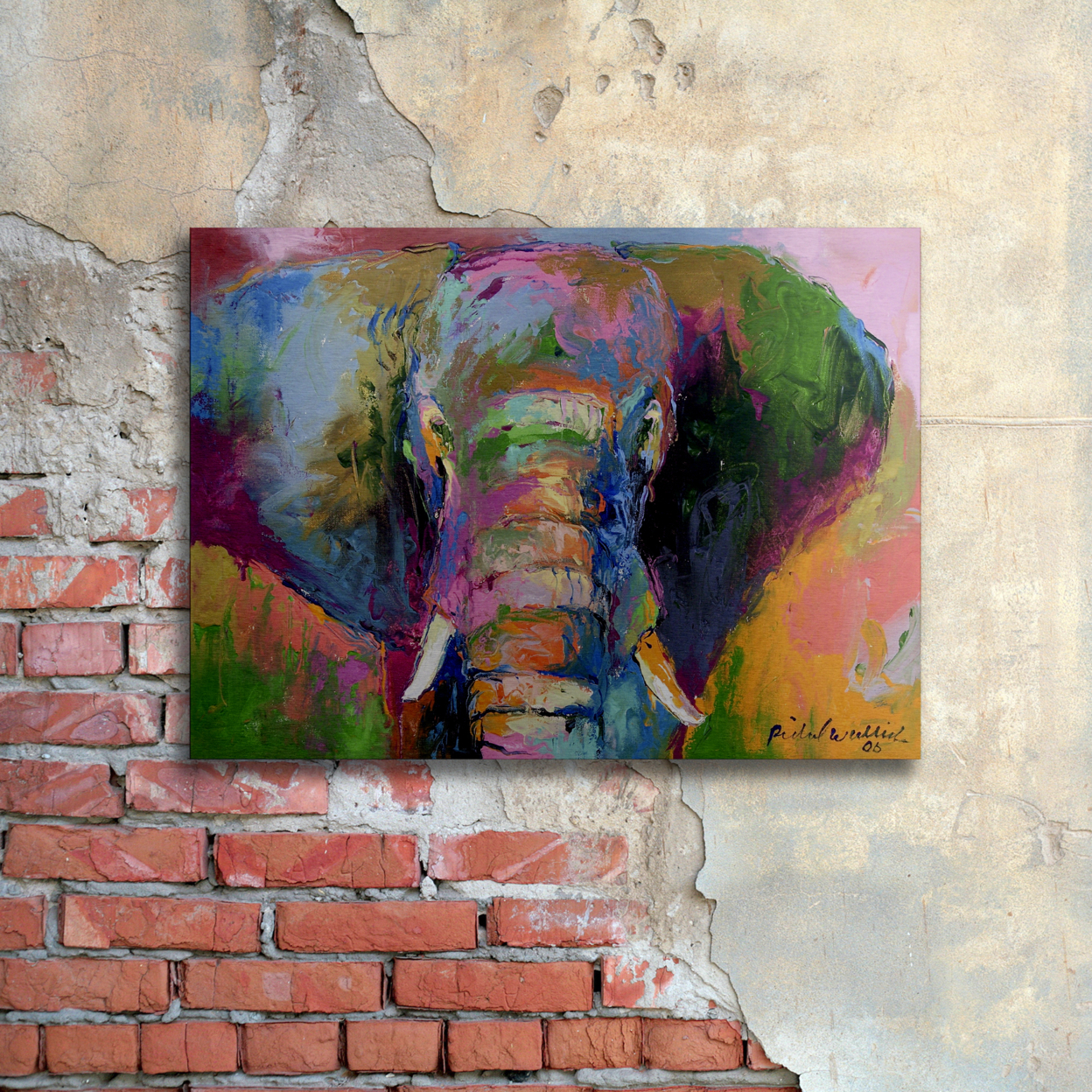 Richard Wallich 'Elephant 2' Floating Brushed Aluminum Art 16 X 22
