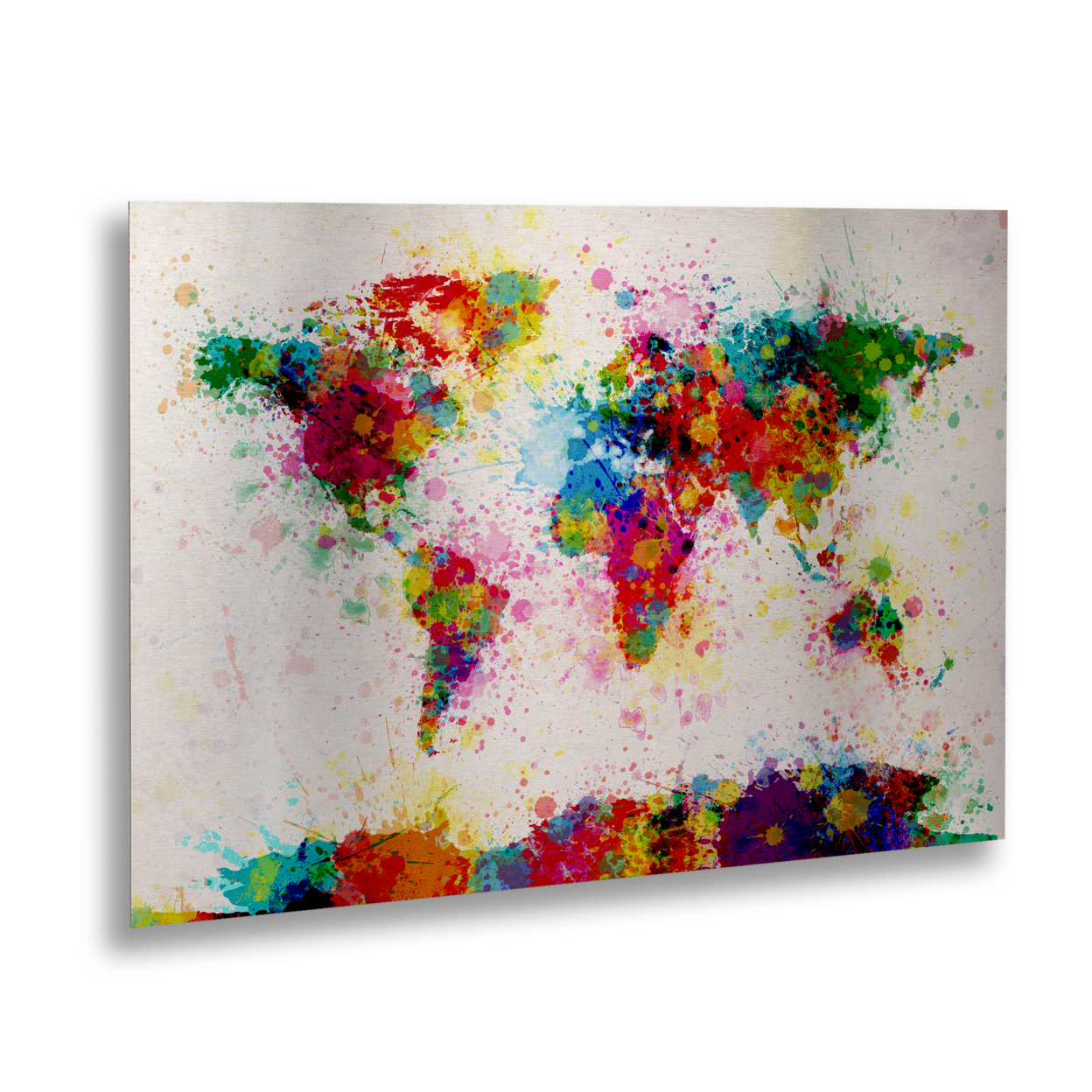 Michael Tompsett 'Paint World Map' Floating Brushed Aluminum Art 16 X 22