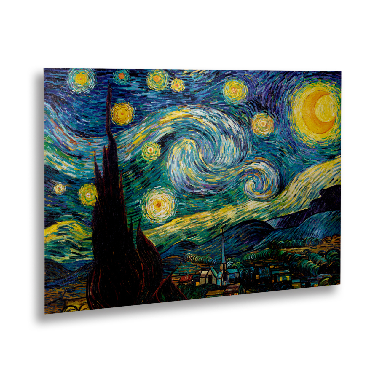 Vincent Van Gogh 'Starry Night' Floating Brushed Aluminum Art 16 X 22