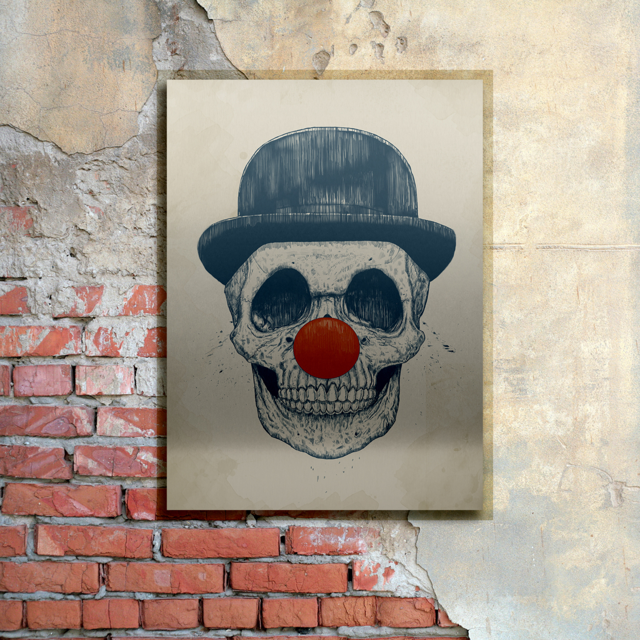 Balazs Solti 'Dead Clown' Floating Brushed Aluminum Art 16 X 22